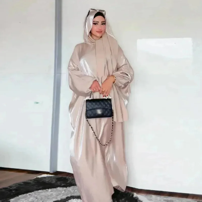 Lustre Batwing style Abaya Dress for Arab Dubai Turkey Middle East Women Tunics Cozy soft