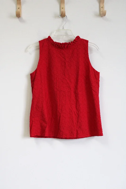 Ann Taylor Red Eyelet Tank | S yoga tank top