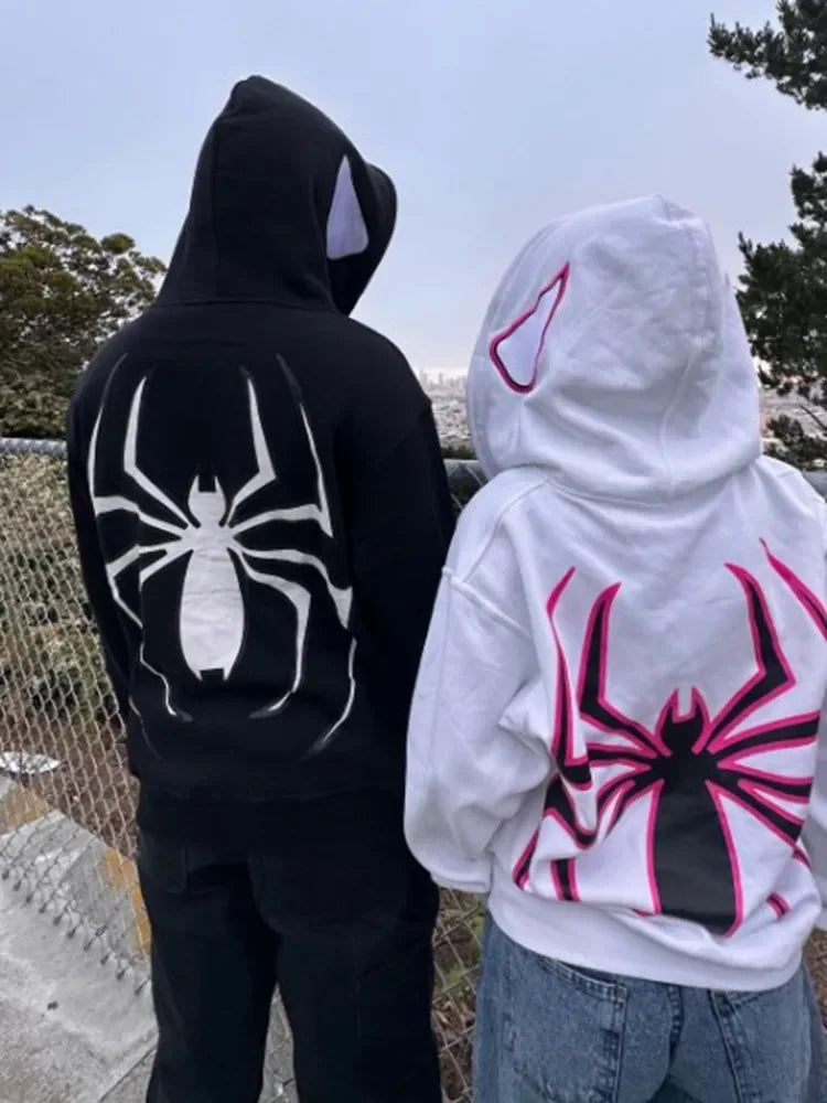 Y2k Men Spider Print Hoodies Women Hip Hop Zipper Long Sleeve Jacket Coats Autumn Winter Harajuku Casual Loose Hooded Sweatshirt Zip Hoodie Drawstring Kangaroo Pocket Y2k Men Spider Print Hoodies Women Hip Hop Zipper Long Sleeve Jacket Coats Autumn Winter Harajuku Casual Loose Hooded Sweatshirt Zip Hoodie Drawstring Kangaroo Pocket