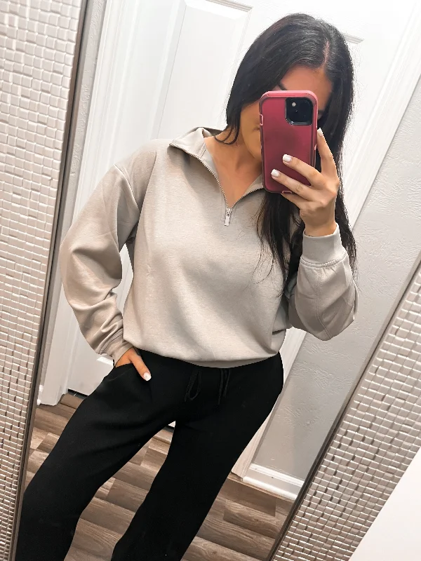 Scuba Pullover- Ash Mocha Plunging Neck Pullover