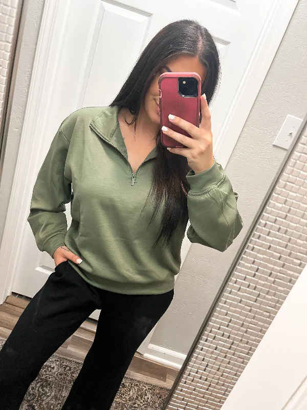 Scuba Pullover- Light Olive Polo Neck Sweater