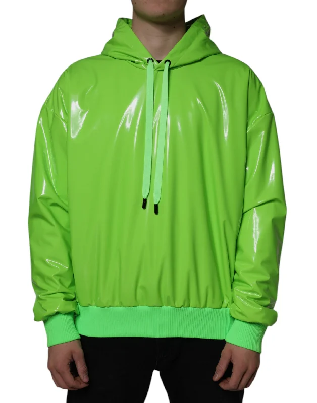 Green Polyester Hooded Men Pullover Sweater Sarouel Sleeve Pullover