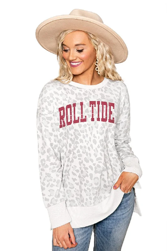 ALABAMA CRIMSON TIDE "DAY OFF" CREW NECK SIDE-SLIT FRENCH TERRY PULLOVER Boxy Neck Sweater