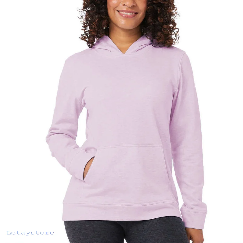 32 Degrees Women's Kangaroo Pocket Lightweight Cotton Blend Pullover Hoodie Ruffle Neck Pullover 32 Degrees Women's Kangaroo Pocket Lightweight Cotton Blend Pullover Hoodie Ruffle Neck Pullover