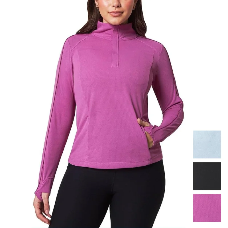 Mondetta Women's Moisture Wicking Quarter-Zip Pullover Sweatshirt Active Top Spaghetti Sleeve Top