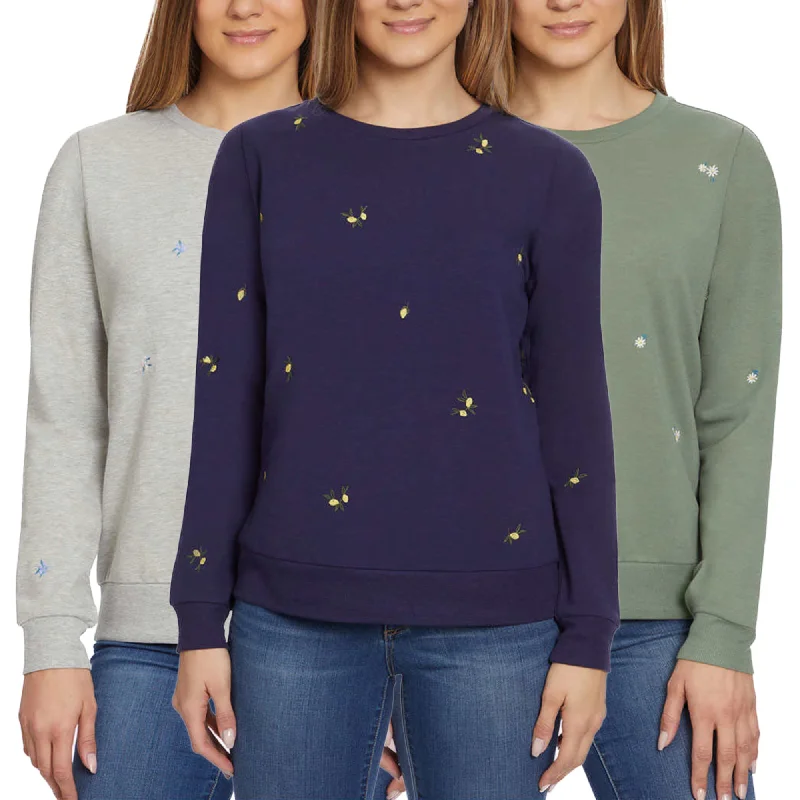 Gloria Vanderbilt Women's  Floral Embroidered Crewneck Pullover Sweater Top Halter Neck Top