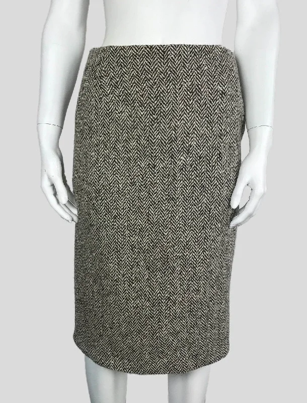 Black Brown And Cream Herringbone Lana Wool Pencil Skirt With Side Zipper Lined Size 12 zip skirt side Black Brown And Cream Herringbone Lana Wool Pencil Skirt With Side Zipper Lined Size 12 zip skirt side