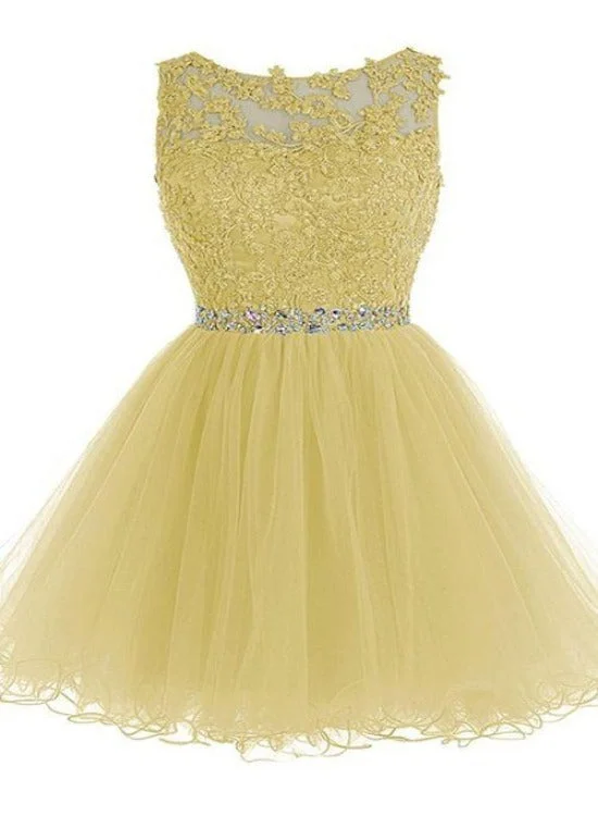 Cute A-line Tulle Short Party Dress, Homecoming Dress Tunics Leisure comfortable
