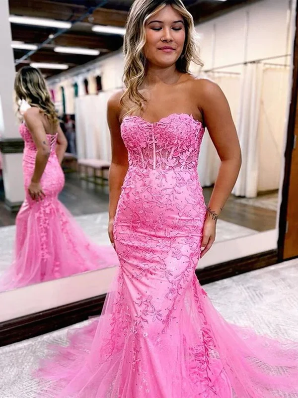 Strapless Mermaid Pink Lace Long Prom Dress, Pink Lace Formal Dress, Mermaid Pink Evening Dress Tunics Travel practical Strapless Mermaid Pink Lace Long Prom Dress, Pink Lace Formal Dress, Mermaid Pink Evening Dress Tunics Travel practical