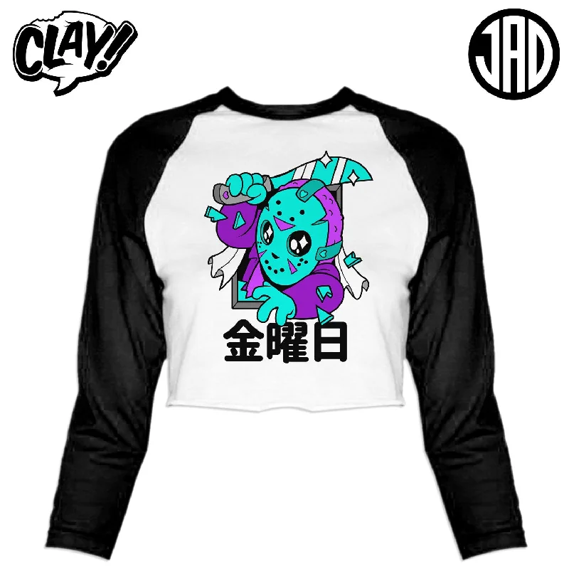 Camp Killer Jason NES - Women's Cropped Baseball Tee Terry Blend Velvet Blend Canvas Blend