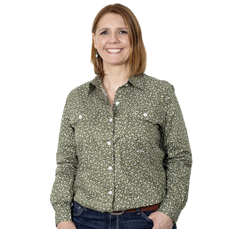 LADIES JUST COUNTRY ABBEY FULL BUTTON WORKSHIRT Spandex Blend Rayon Blend Denim Blend