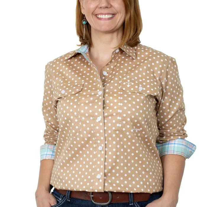 LADIES JUST COUNTRY ABBEY FULL BUTTON WORKSHIRT Wool Fabric Cashmere Fabric Tweed Fabric