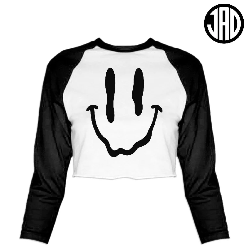 Melty Face - Women's Cropped Baseball Tee Seamless Knitted Crochet